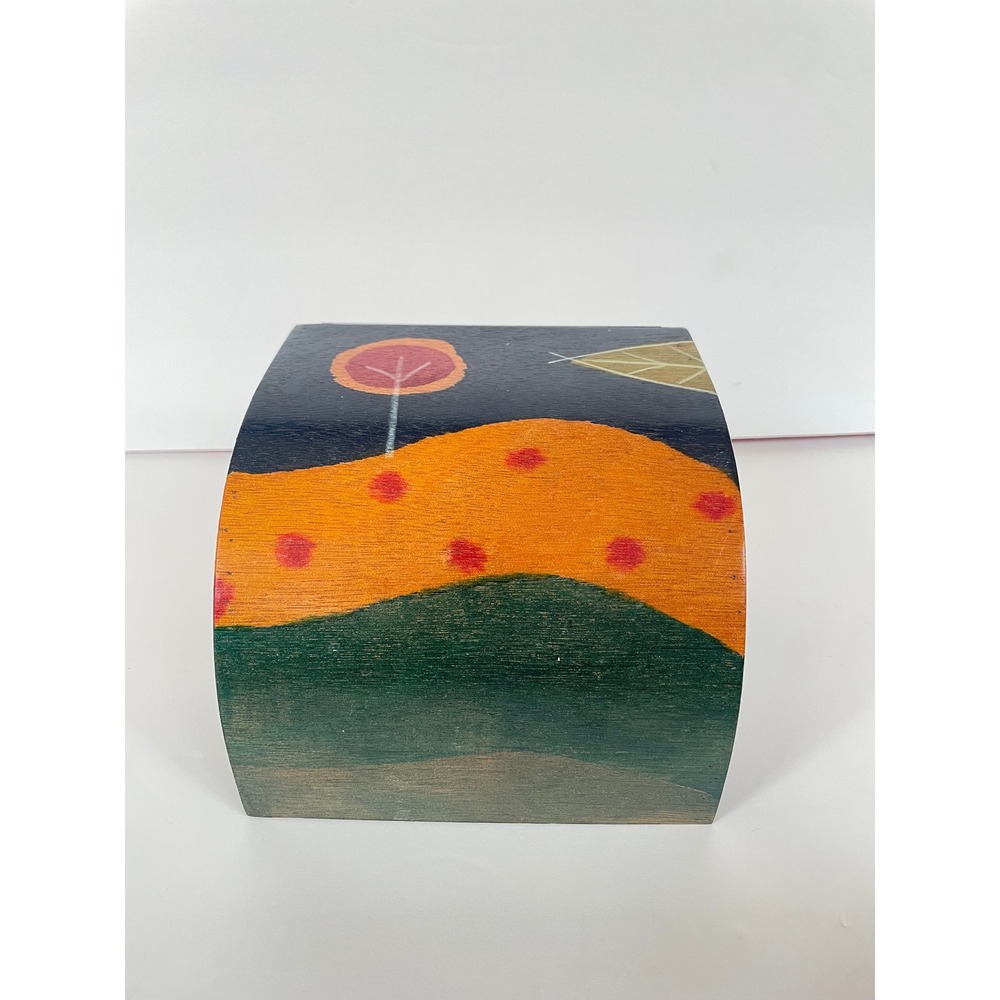 Kakad Art Hand Painted Wood Toilet Paper Holder‎ Vintage Folk Art Bathroom Decor